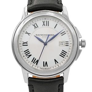 Tradition White Dial Steel Leather Mens Watch